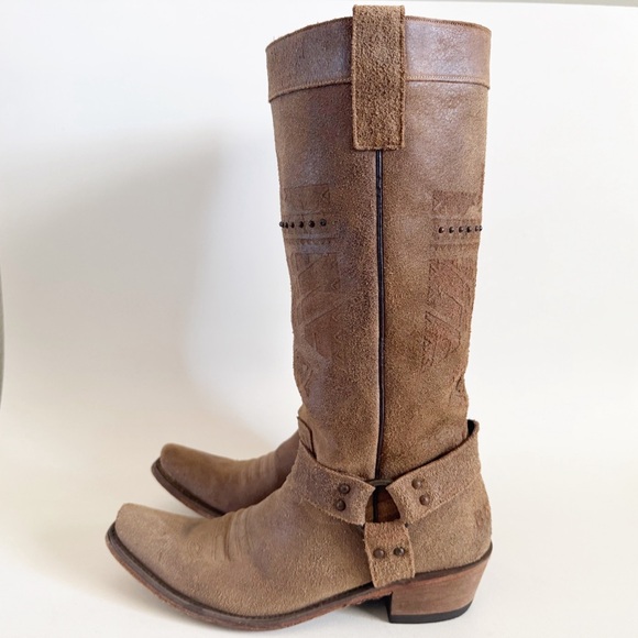 Junk Gypsy by Lane She Who Is Brave Suede Cowboy Boots Women 11 Tan - Picture 4 of 15